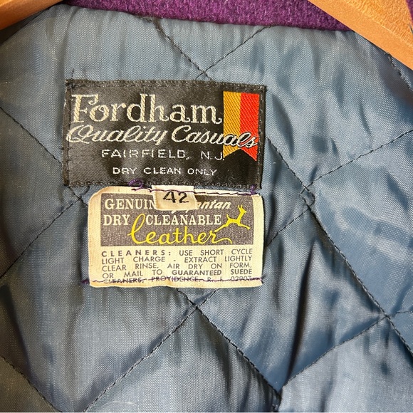 Vintage Purple Wool and White Leather “Knights” Varsity Jacket 1986 Size 42 - Picture 6 of 8